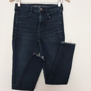 American Eagle Super Stretch High Rise Jegging Dark Blue Denim Jeans Women Sz 2